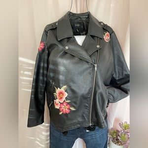 Jessica Simpson Plus 2x Faux Leather Moto Jacket